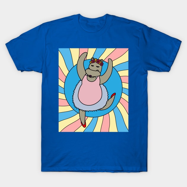 Dancing Ballerina Ballet Hippopotamus T-Shirt by flofin